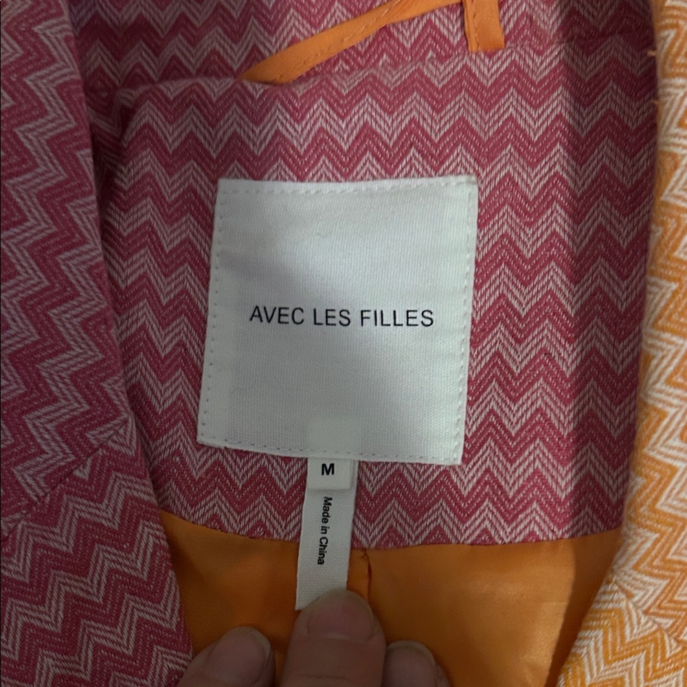 Avec Les Filles Colorblock Blazer in Pink and Orange - Picture 4 of 7